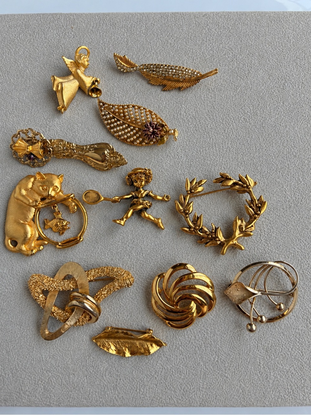 Vintage Designer Brooch Lot, Crown Trifari, BSK, JJ, Lindsay Bower, Coro